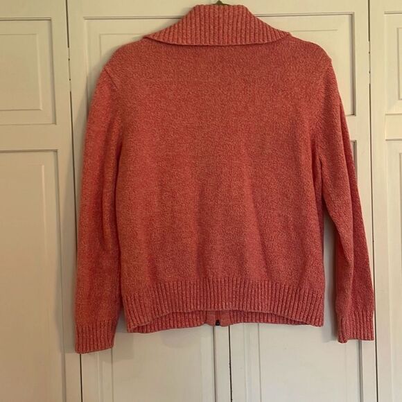 Appleseeds cotton coral zip front sweater size petite large - Picture 5 of 9